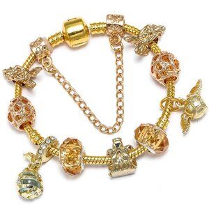 925 Golden Thief Themed Decorative Pendant Bracelet